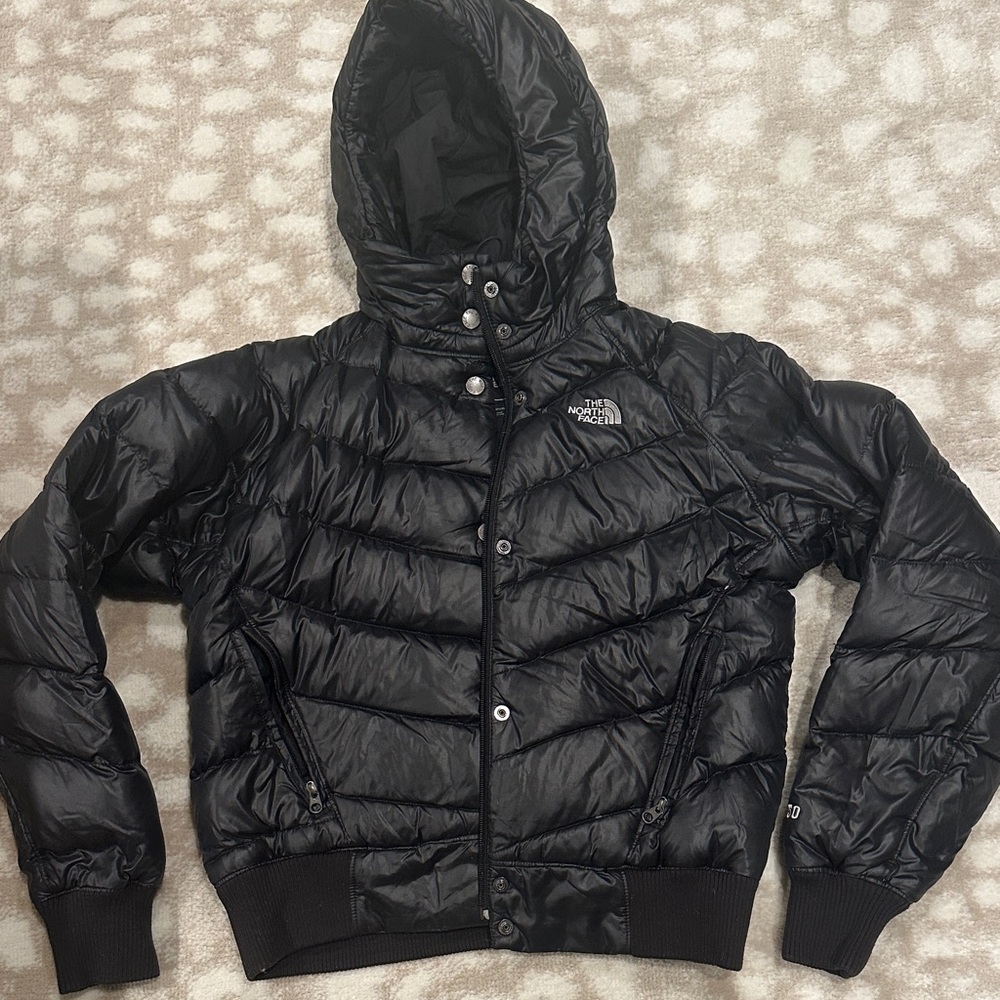 The North Face Shiny Black Hooded Jacket